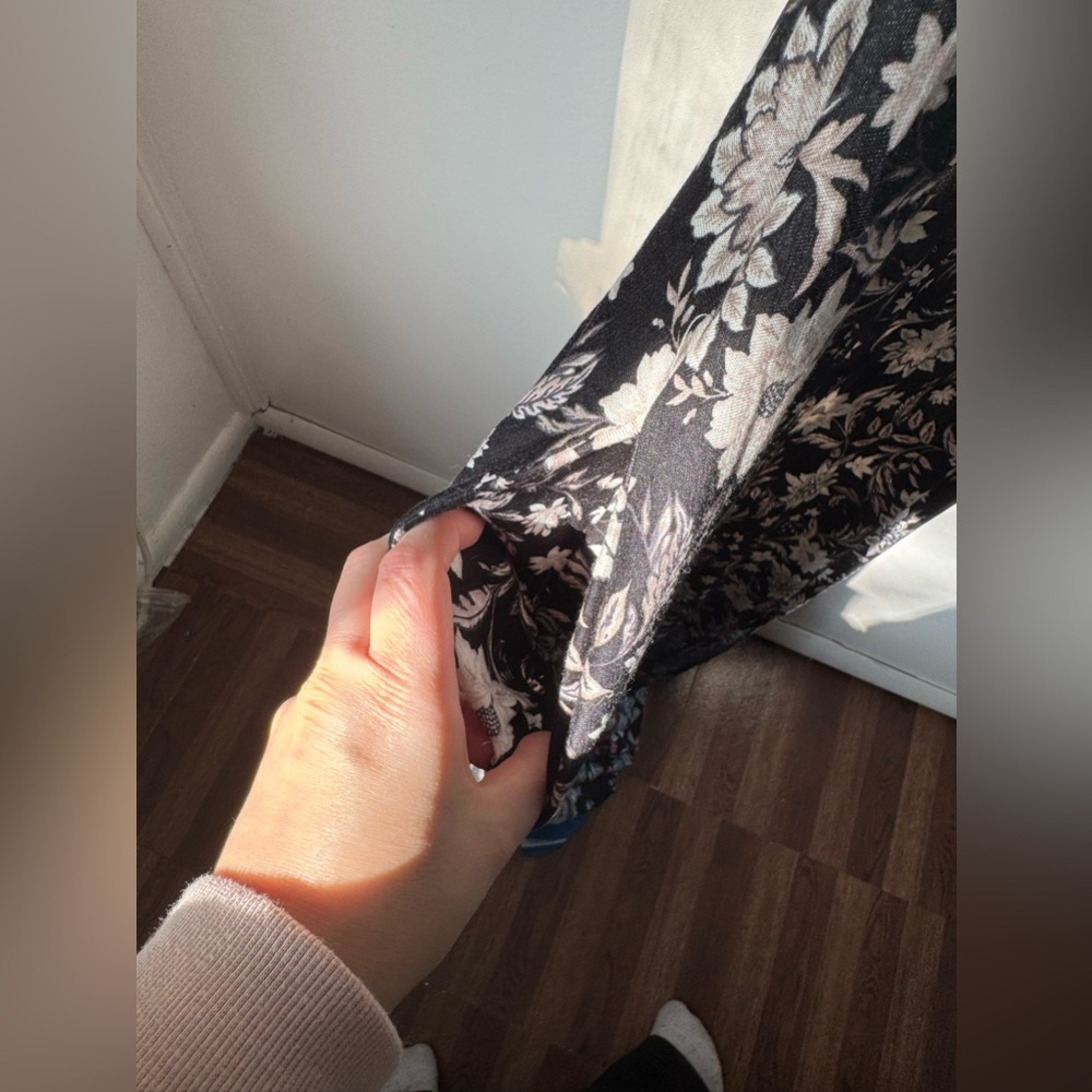 Mai Soli Mock Neck Floral Maxi Dress Made in USA Side Slit Key Hole Closer Sm - Picture 4 of 12